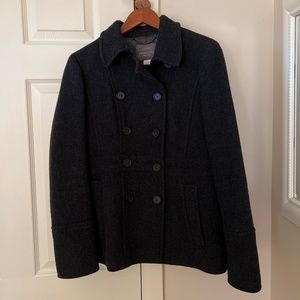 Women’s J. Crew Stadium Cloth Peacoat, Size 8 Color Charcoal Gray